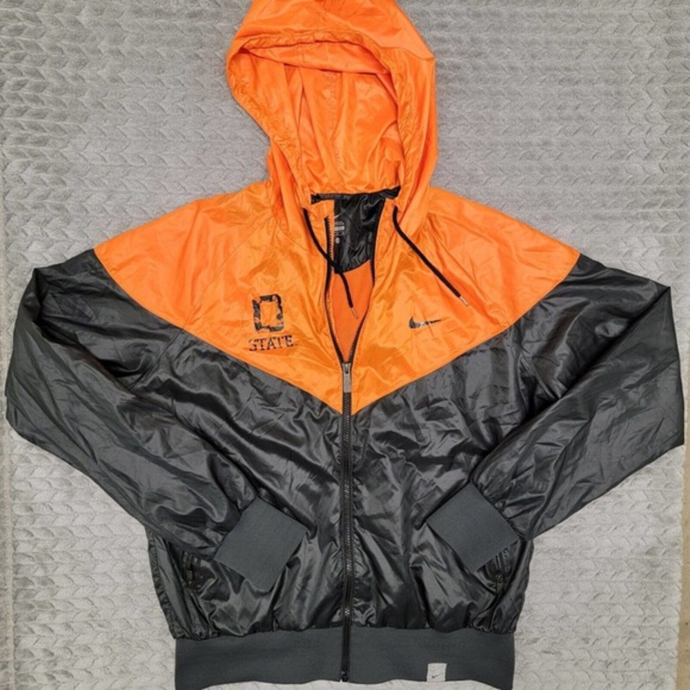 Nike Oklahoma State Cowboys OSU Full Zip Windbreaker Jacket Orange Womens Sz XL